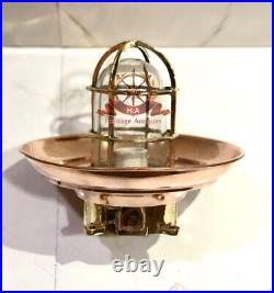 Vintage Style Decoration Replica Brass Metal Bulkhead Ceiling Light Fixture Glas