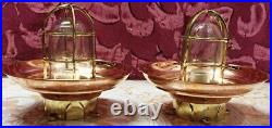 Vintage Style Decoration Replica Brass Metal Bulkhead Ceiling Light Fixture Glas