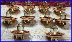 Vintage Style Decoration Replica Brass Metal Bulkhead Ceiling Light Fixture Glas