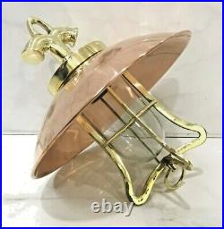 Vintage Style Nautical Hanging Bulkhead Brass & Copper Shade New Ceiling Light