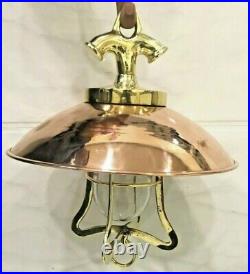 Vintage Style Nautical Hanging Bulkhead Brass & Copper Shade New Ceiling Light