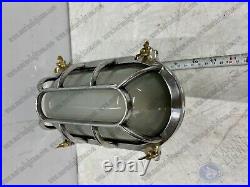 Vintage Style Old Marine Ceiling/Wall Aluminum Cage Bulkhead Light Set of 2