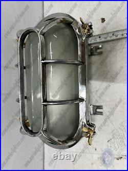 Vintage Style Old Marine Ceiling/Wall Aluminum Cage Bulkhead Light Set of 2