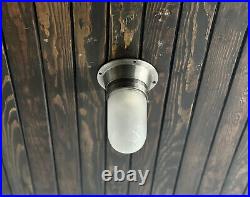 Vintage Style Original Old Aluminum Rustic Polish Light With White Glass Set 2