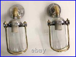 Vintage Style Solid Aluminum & Brass Nautical Wall Sconce Décor Light Fixture 1P