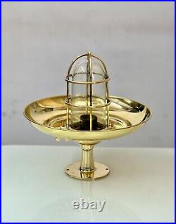 Vintage Theme Nautical Design Bulkhead Solid Brass Ship Ceiling Light with Shade