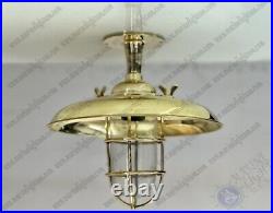 Vintage Theme Nautical Design Bulkhead Solid Brass Ship Ceiling Light with Shade