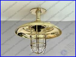 Vintage Theme Nautical Design Bulkhead Solid Brass Ship Ceiling Light with Shade