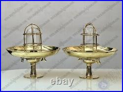 Vintage Theme Nautical Design Bulkhead Solid Brass Ship Ceiling Light with Shade