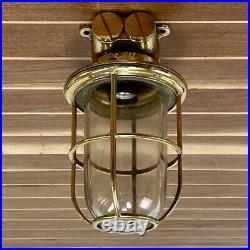Vintage Thin Globe Brass Maritime Ceiling Light
