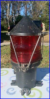 Vintage U. S. Coast Guard Navigational Buoy Light Lantern Red Glass