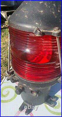 Vintage U. S. Coast Guard Navigational Buoy Light Lantern Red Glass