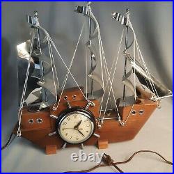 Vintage United Clock Corp Brooklyn NY Clipper Ship Clock No. 811 -Works