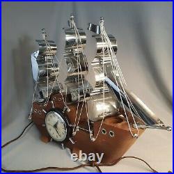 Vintage United Clock Corp Brooklyn NY Clipper Ship Clock No. 811 -Works