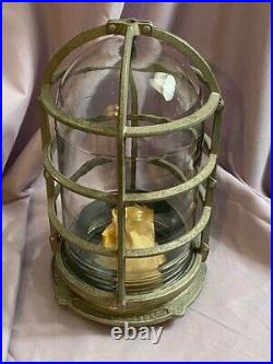 Vintage Unused Russell & Stoll Marine Explosion Proof Cage Lamp Light