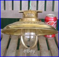 Vintage WISKA Brass Ship's Ceiling Light With Deflector Cover