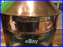 Vintage WW2 Copper & Brass Ships Starboard Oil Lamp Light Maritime Maritime