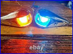 Vintage Wilcox Crittenden Glass Teardrop Chrome Running Lights New Wiring/leds