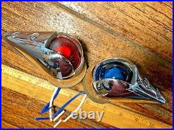 Vintage Wilcox Crittenden Glass Teardrop Chrome Running Lights New Wiring/leds