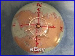 Vintage World Map Glass Ceiling Light Fixture Compass Nautical with Ship's Wheel