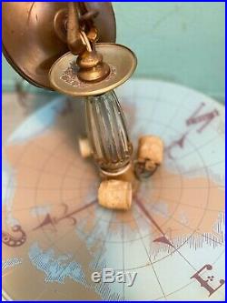 Vintage World Map Globe Ceiling Light Fixture Glass Compass Nautical Ships Wheel