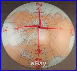 Vintage World Map Nautical Compass Glass Ceiling Shade Light Fixture Complete