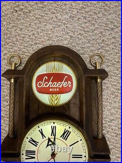 Vintage and Rare Schaefer Beer Nautical Beer Clock and Light