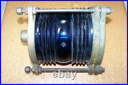 Vintage brass blue maritime light, very good condition, no internal light socket