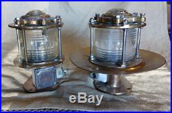 Vintage brass ship pedestal marine dock light-Vintage pedestal ship light pair
