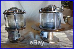 Vintage brass ship pedestal marine dock light-Vintage pedestal ship light pair