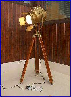 Vintage industrial DESIGNER Rustic Nautical SPOT LIGHT Tripod Floor LAMP