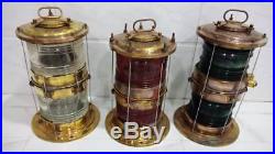 Vintage marine brass ship nautical salvage electric light 3 piece 100% original