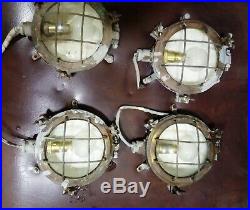 Vintage nautical marine brass Ceiling lights set of 4 pieces