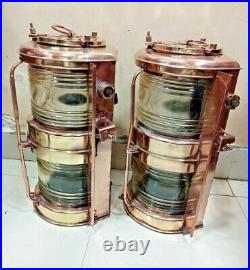 Vintage nautical marine ship brass old japanes electric light 2 pieces