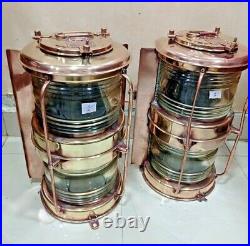 Vintage nautical marine ship brass old japanes electric light 2 pieces