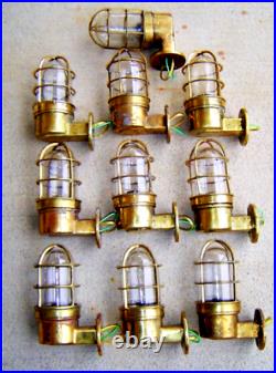 Vintage nautical marine ship brass wall passageway light lot of 10 pieces