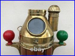 Vintage ships light brass / wood binnacle compass. Yacht boat Nautical Display