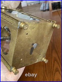 Vtg 14.5 Tall Ships Handled Decor Nautical Candle Lantern Light Glass & Brass