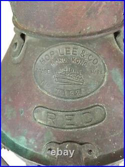 Vtg. Antique Hop Lee & Co. Nautical ship boat copper Lantern oil Light Lamp