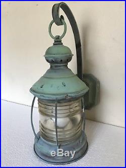 Vtg Antique Outdoor Copper Street Light Lantern Wall Sconce Lighting Nautical