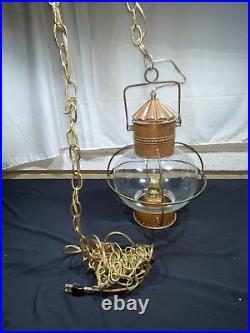 Vtg Brass Cage Onion Ship Light Lantern Nautical Maritime Decor Hanging Fixture