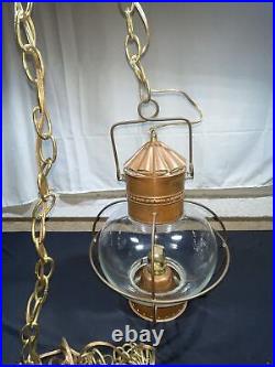 Vtg Brass Cage Onion Ship Light Lantern Nautical Maritime Decor Hanging Fixture