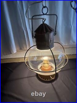 Vtg Brass Cage Onion Ship Light Lantern Nautical Maritime Decor Hanging Fixture