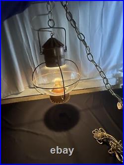 Vtg Brass Cage Onion Ship Light Lantern Nautical Maritime Decor Hanging Fixture