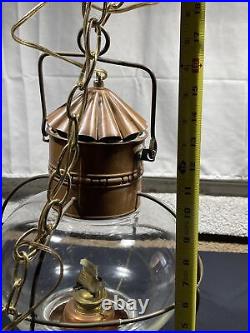 Vtg Brass Cage Onion Ship Light Lantern Nautical Maritime Decor Hanging Fixture