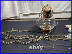 Vtg Brass Cage Onion Ship Light Lantern Nautical Maritime Decor Hanging Fixture