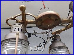 Vtg Brass Maritime Nautical Anchor Ceiling Light Fixture Stars Beach Old 2381-16