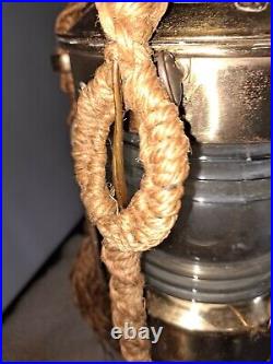 Vtg Brass Nautical Anker light Pendant Macrame Cool BOHO Feel