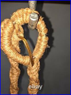 Vtg Brass Nautical Anker light Pendant Macrame Cool BOHO Feel