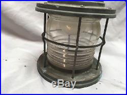 Vtg Copper Porch Sconce Light Arts Crafts Glass Shade Nautical 487-18E